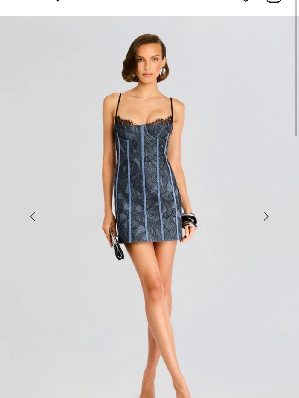 Retrofête Blue Lace-Trim Mini Slip Trice Dress